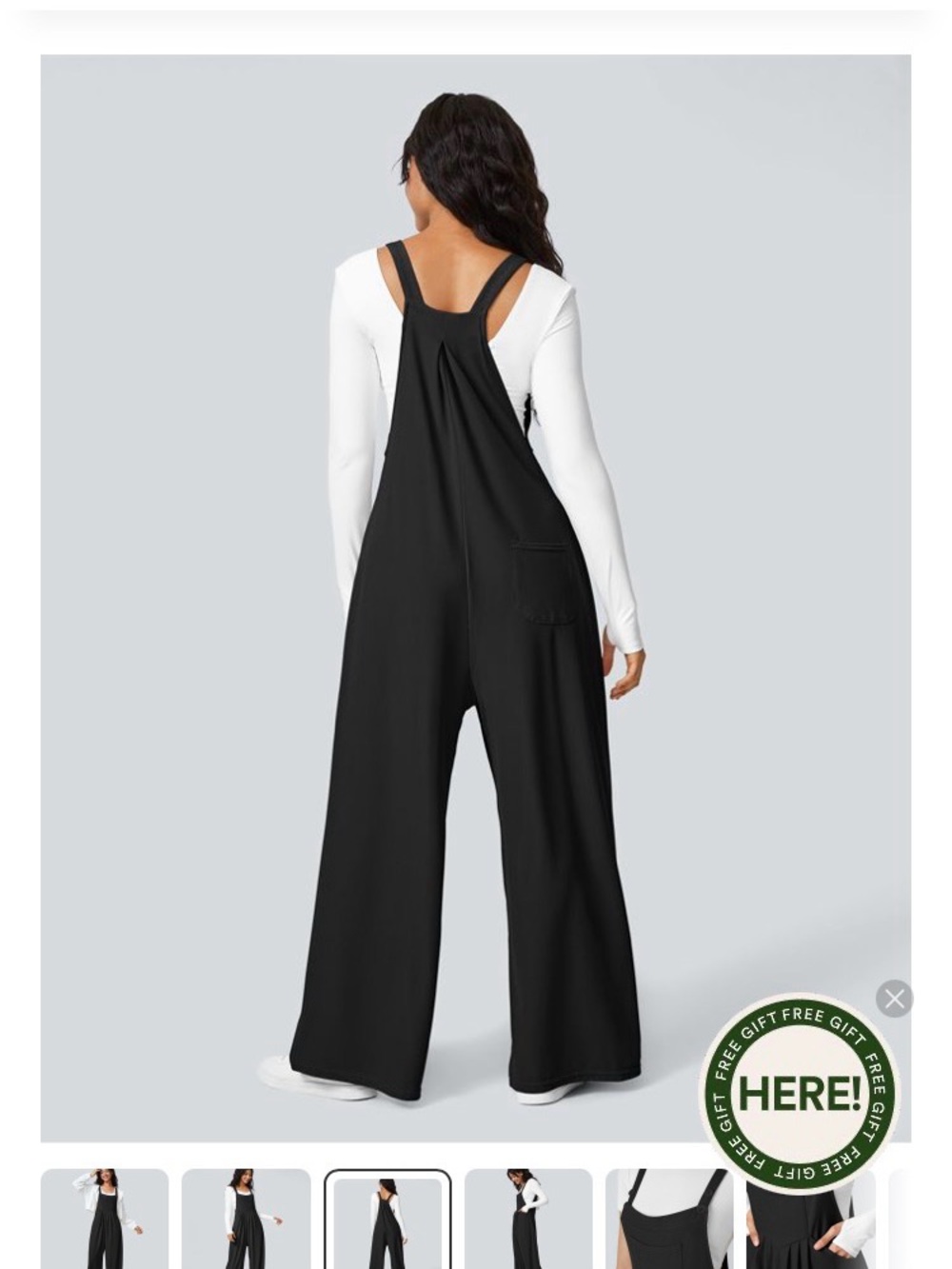HALARA Black Wide-Leg Overalls Jumpsuit - Picture 2 of 6